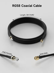Coaxial Cable RG58 SMA Male to FME Female 3m(9.8ft) Low Loss Weatherproof Extension Cable for RV Cell Phone Signal Booster WiFi Router 2G 3G 4G LTE Antenna